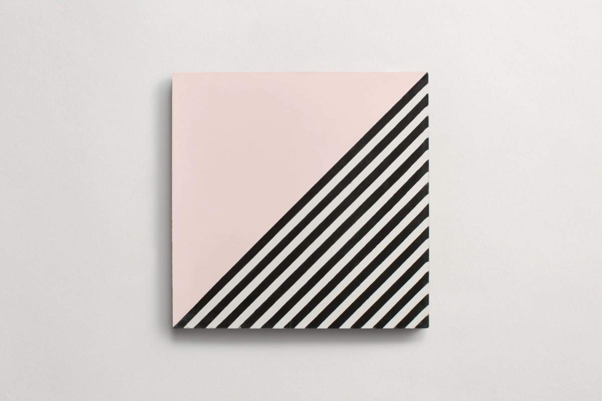 Tile concrete cement faceted square pink black white.