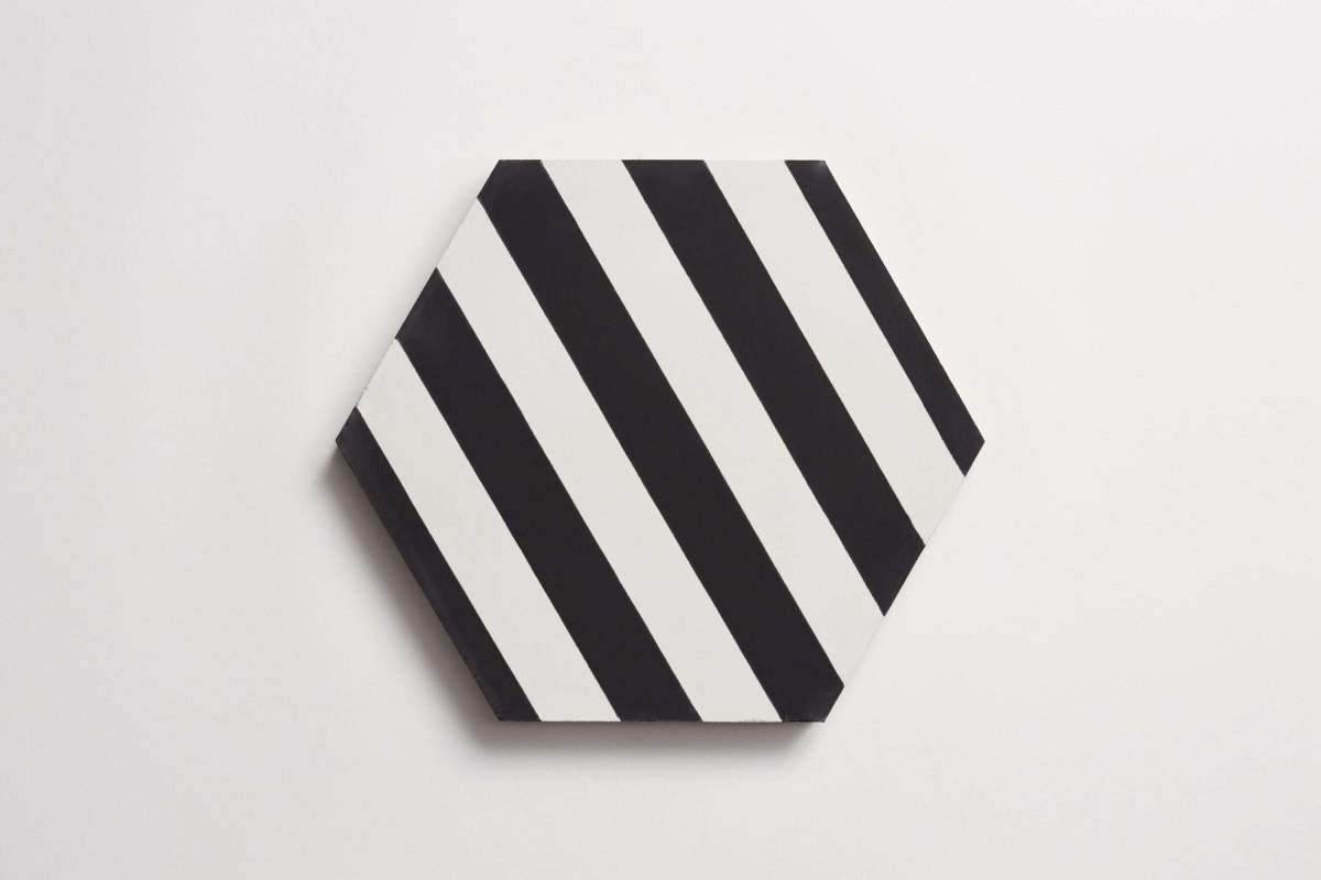 Tile concrete cement hedron black modern stripe.