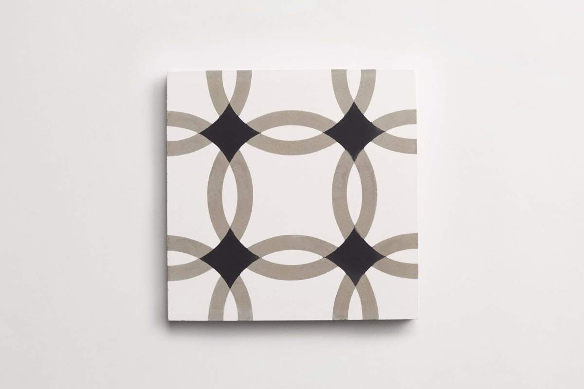 Tile concrete cement interlock black white metal.