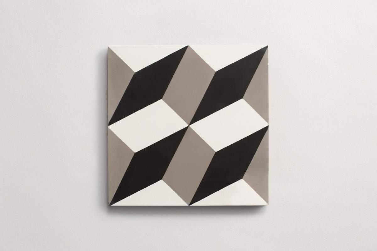 Tile cement modern roman holiday black metal white.