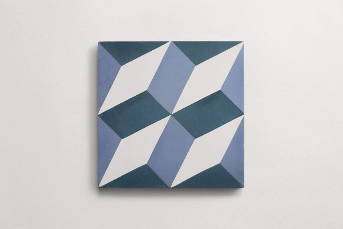 Tile cement modern roman holiday federal blue white.