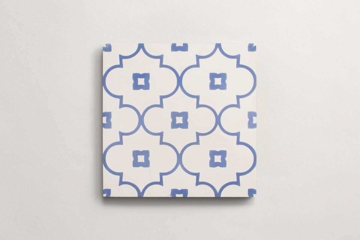 Tile cement moroccan 2 petite arabesque nautical blue.