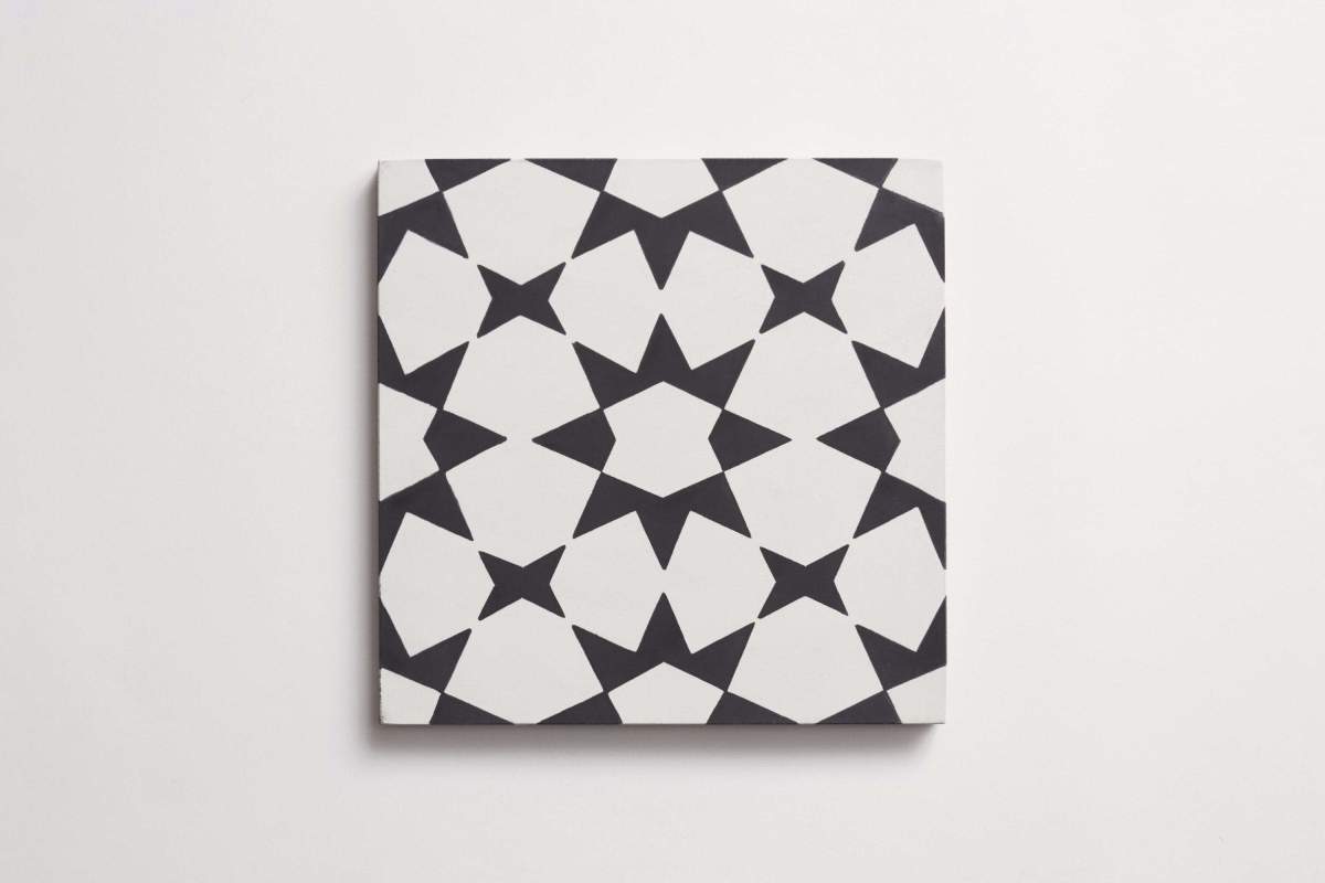 Tile concrete cement moroccan 3 fez black white.