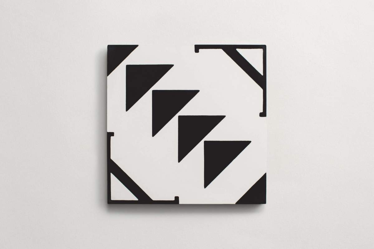 Tile concrete cement new west pattern 7 black white.