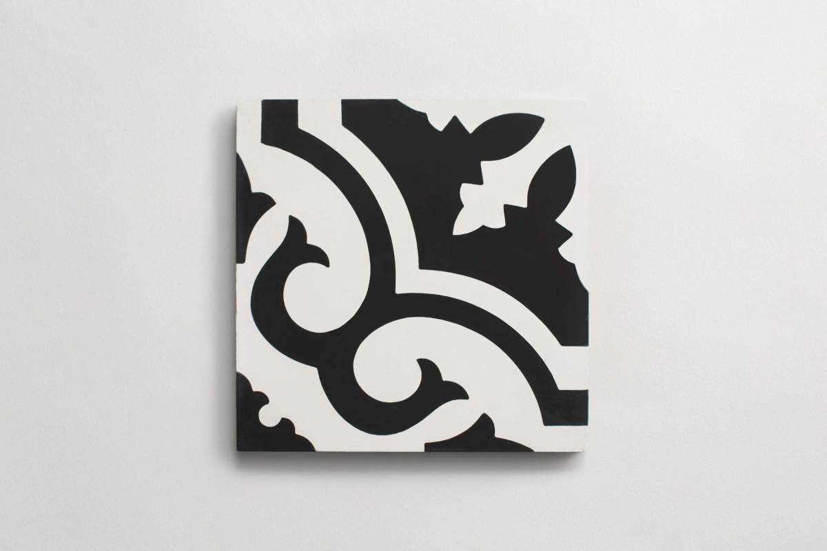 Tile concrete cement robusto black white.