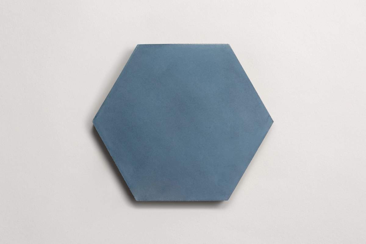 Cement tile solid colors 9x8 Hex Federal Blue.