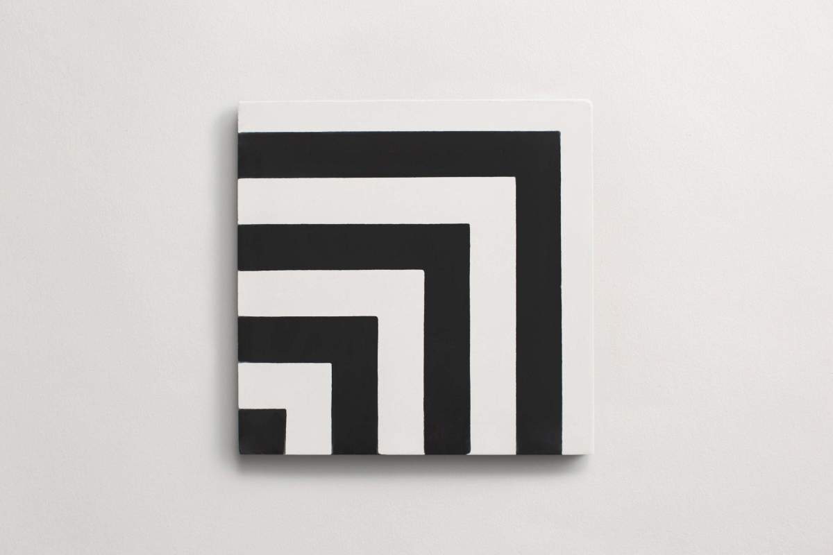 Tile concrete cement square target black white.