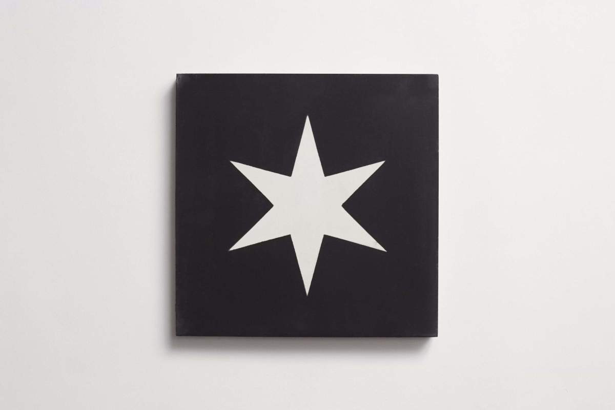 Tile concrete cement star pattern square black.
