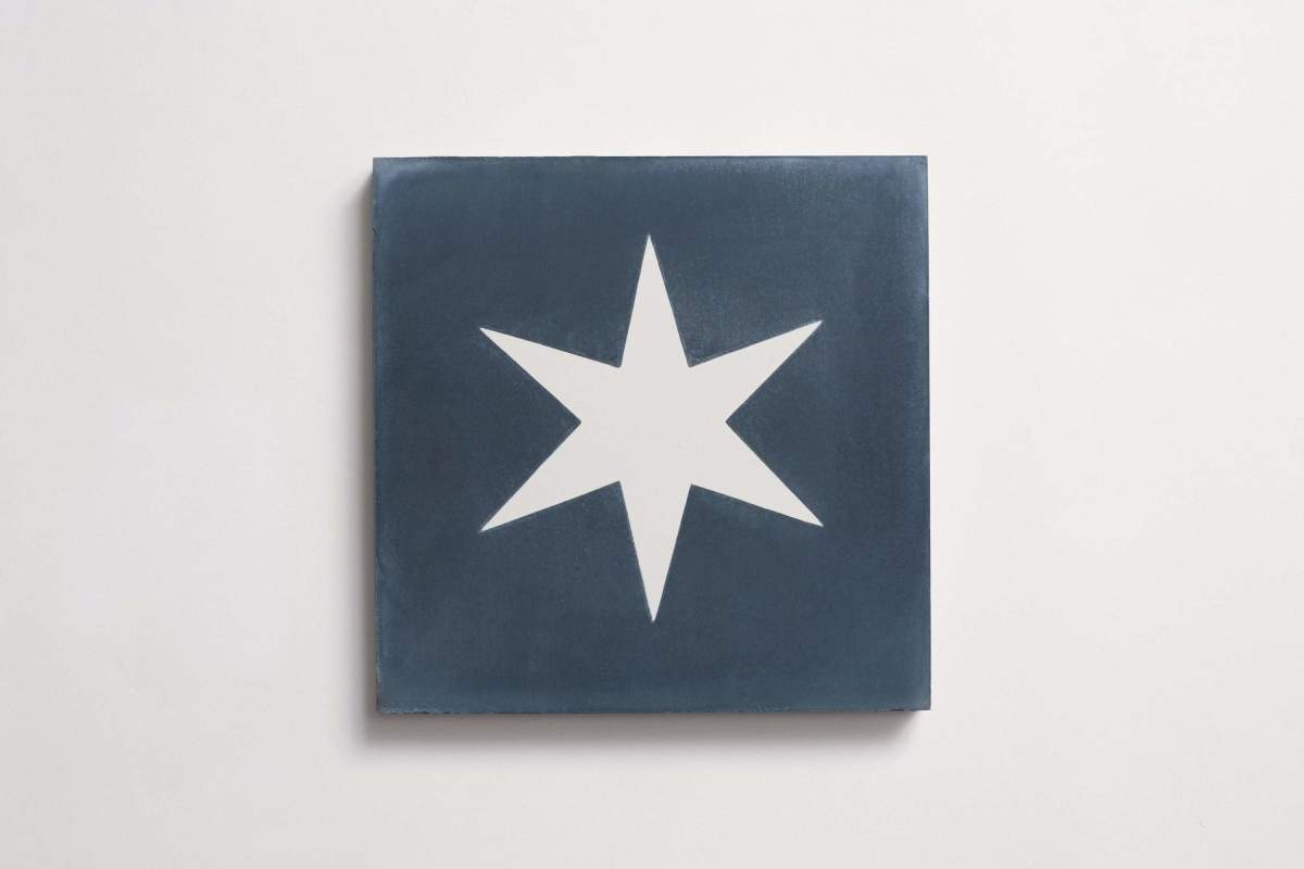 Tile concrete cement star bright federal blue.