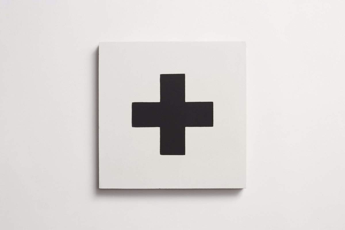 Tile concrete cement swiss cross black white.