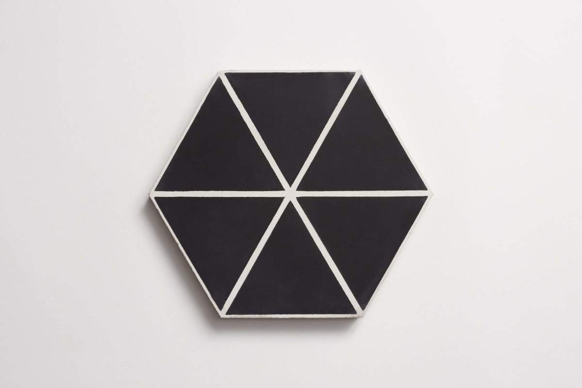 Tile concrete cement try angle line black white hex.