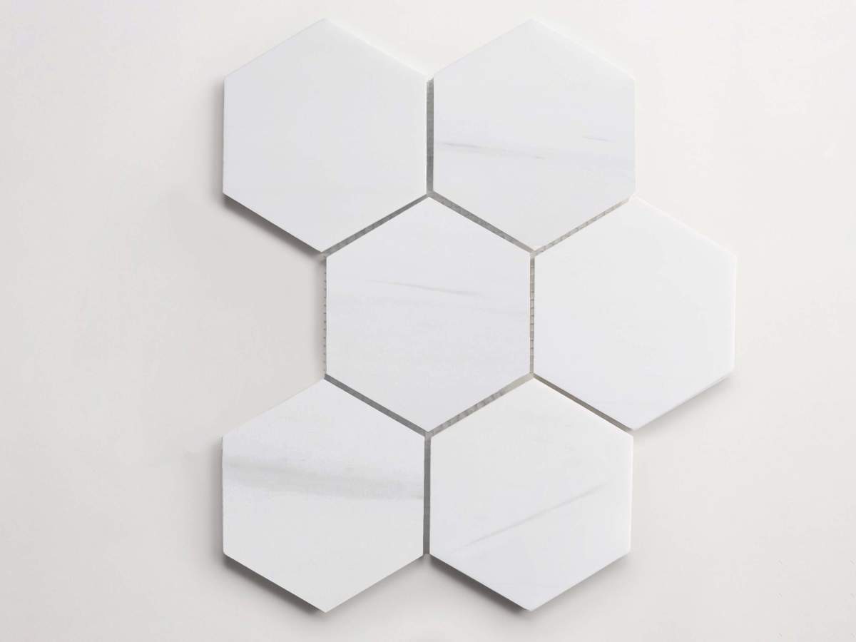 Tile bianco dolomite white stone six hex sheet.