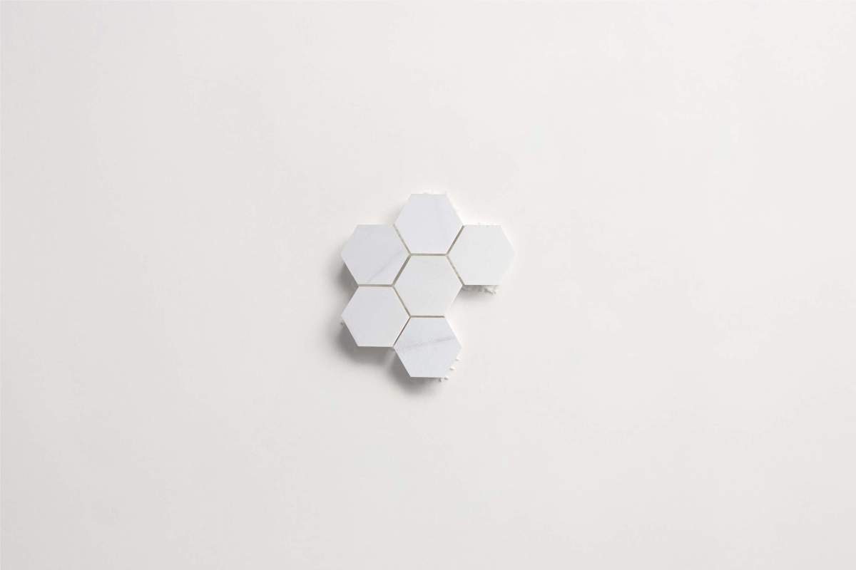 Tile bianco dolomite white stone hex sheet.