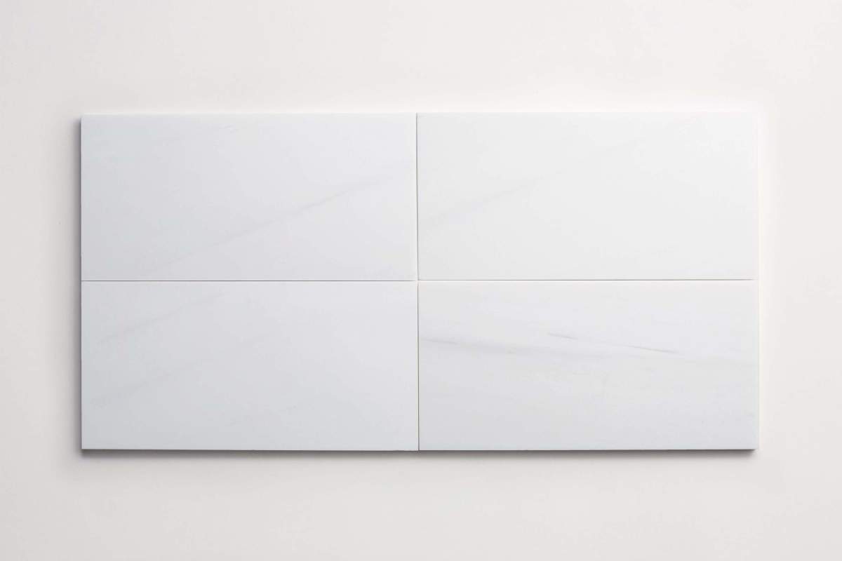 Tile bianco dolomite white stone oversized subway.