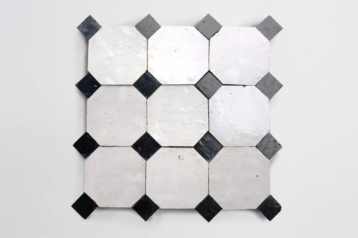 weathered white octagon & charred cedar bouchon | clé tile
