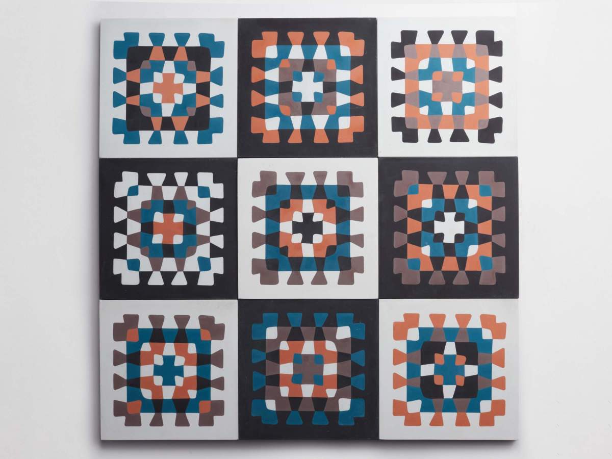 Tile pattern cement granny squares black (bundle).