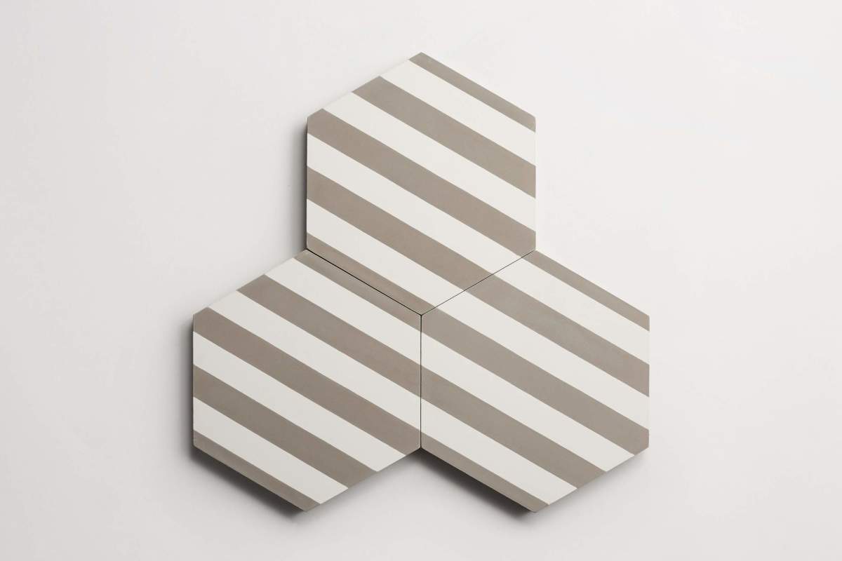 Tile concrete cement hedron metal white hex.