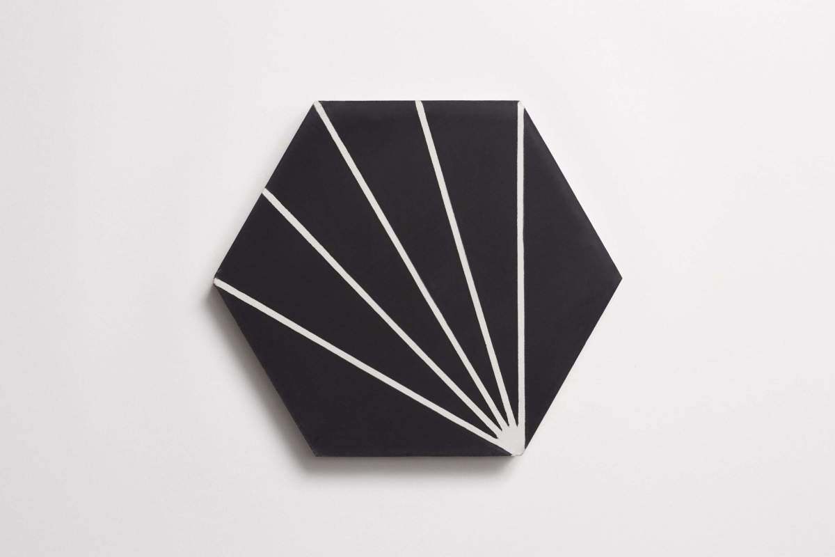Tile concrete cement radar linear pattern black.