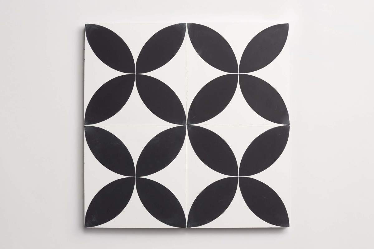 Tile concrete cement medium dane black white.
