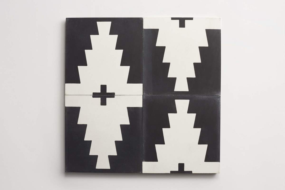 Tile concrete cement new west pattern nine black.