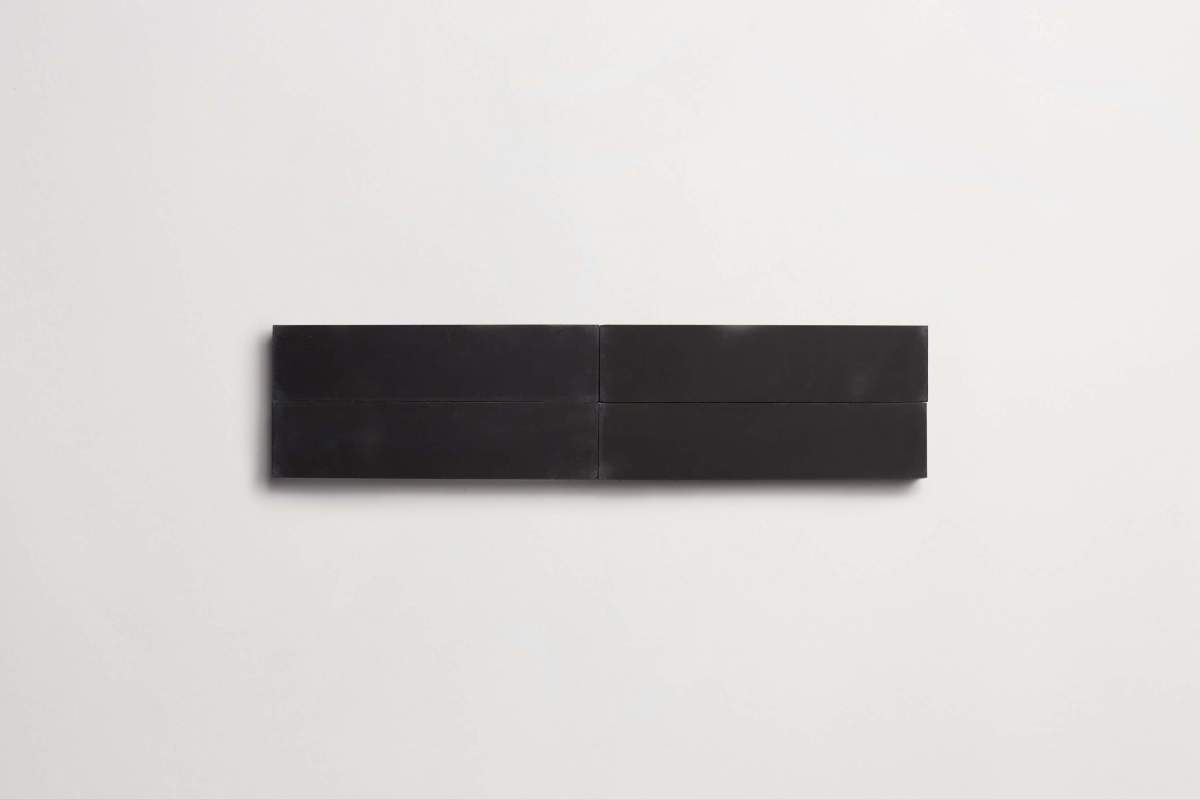 Cement tile solid colors 12x3 Rectangle Black.