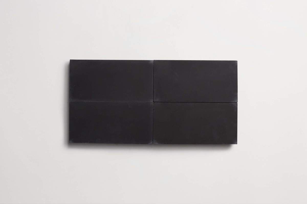 Cement tile solid colors 8x4 Rectangle Black.