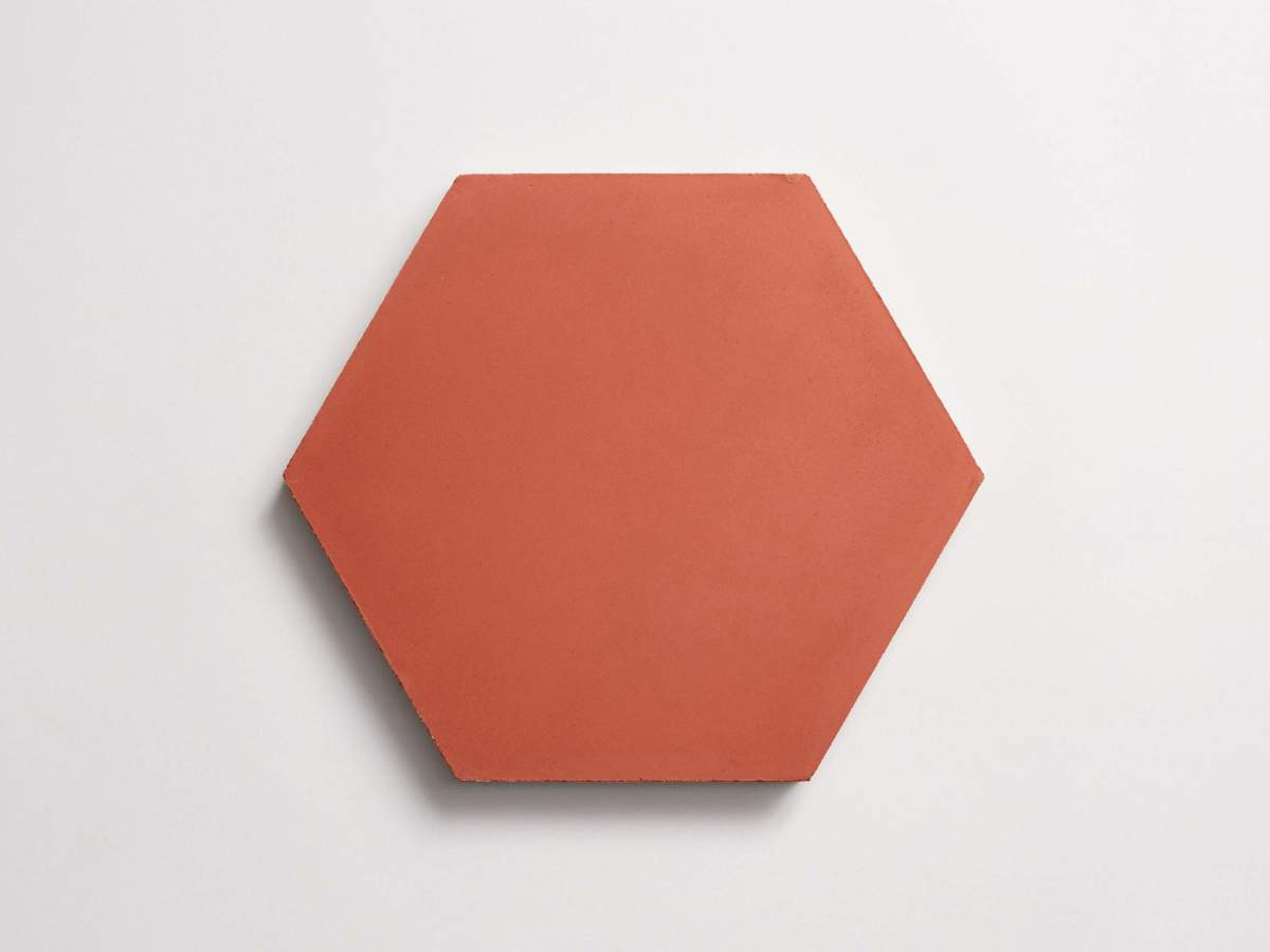 Cement tile solid colors 9x8 Hex Barn Red.
