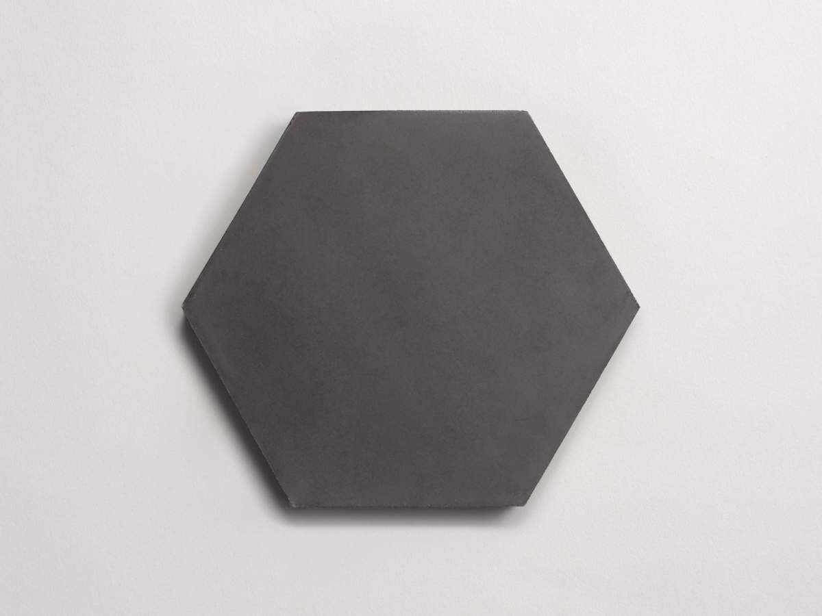 Cement tile solid colors 9x8 Hex Charcoal Grey.