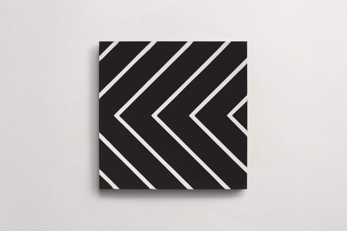 Tile concrete cement zenith pinstriped black.