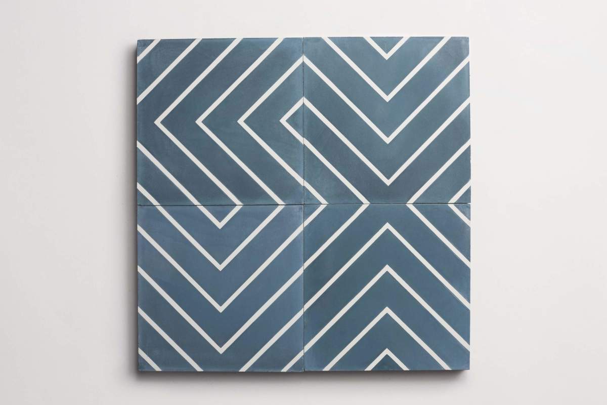 Tile concrete cement zenith pinstriped federal blue.