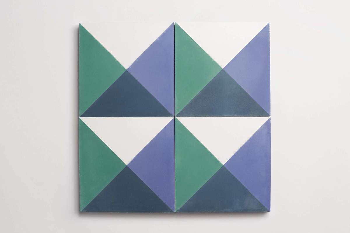 Tile concrete cement criss cross federal blue.