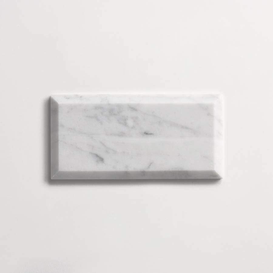 clé lapidary: legacy | beveled subway | honed | carrara | sample ~ 3"x6"x⅜"