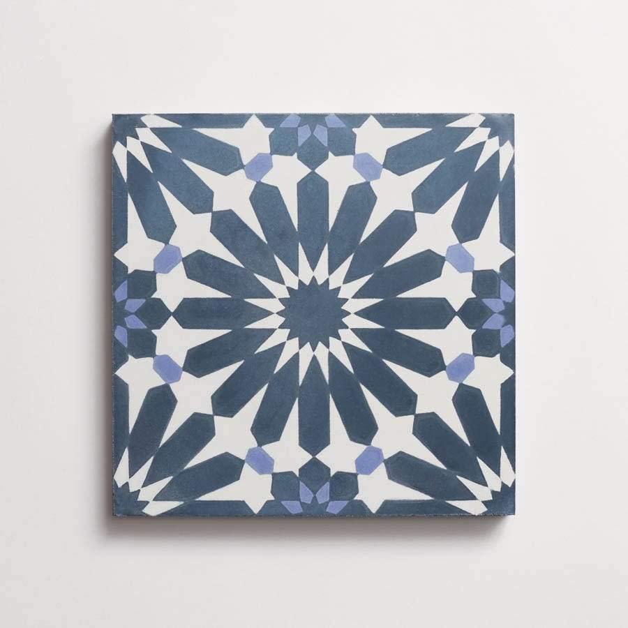 cement: alhambra | grande | matte | federal blue, white + nautical blue | sample ~ 8"x8"x⅝"