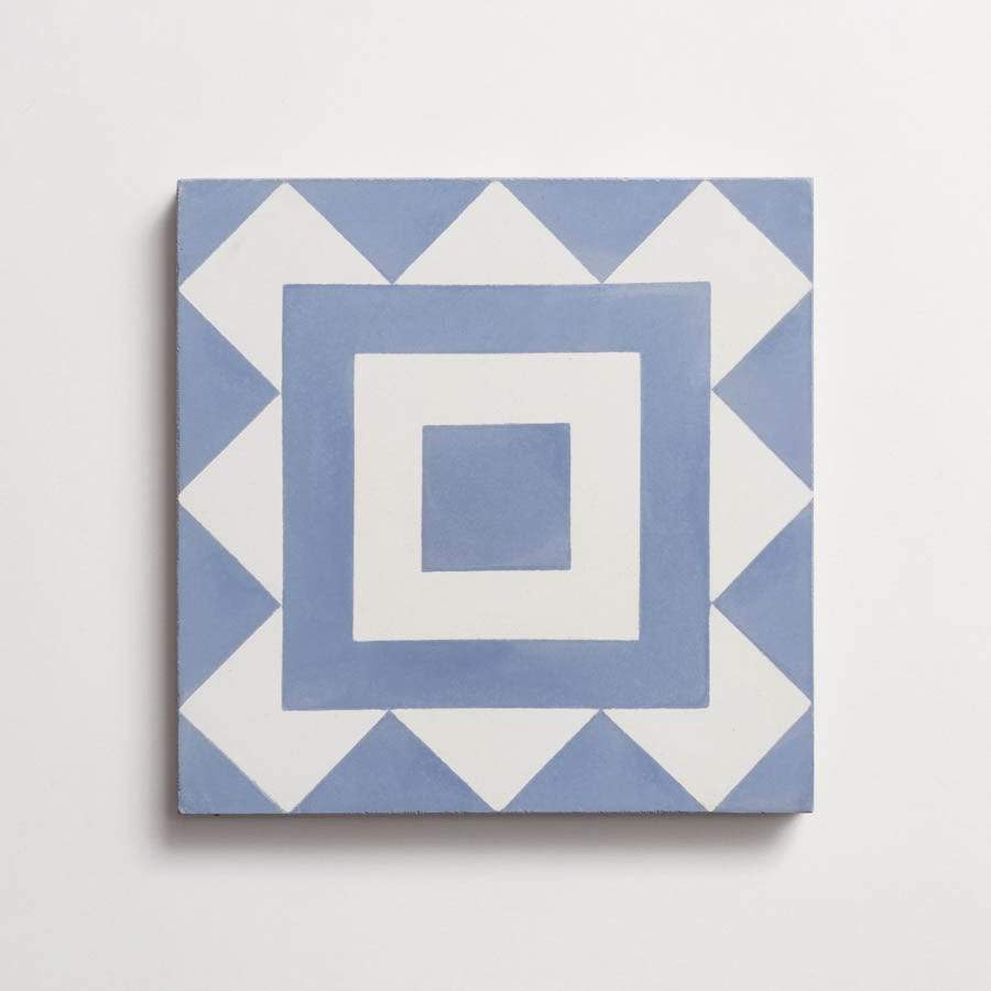 cement: los feliz | grande | matte | nautical blue + white | sample ~ 8"x8"x⅝"