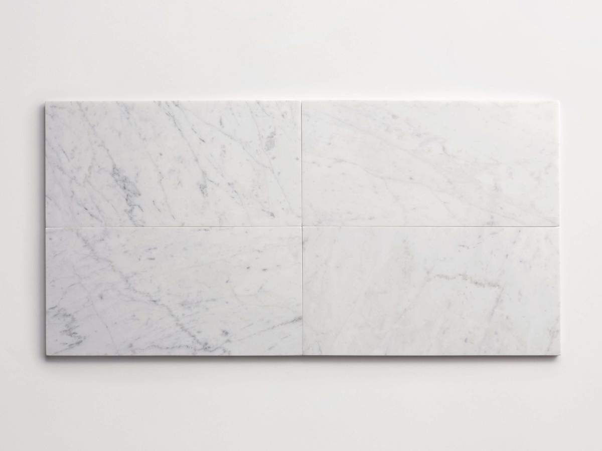 Tile carrara marble white stone oversized subway.