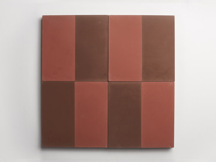 Concrete cement tile 8x8 square red, brown tile.