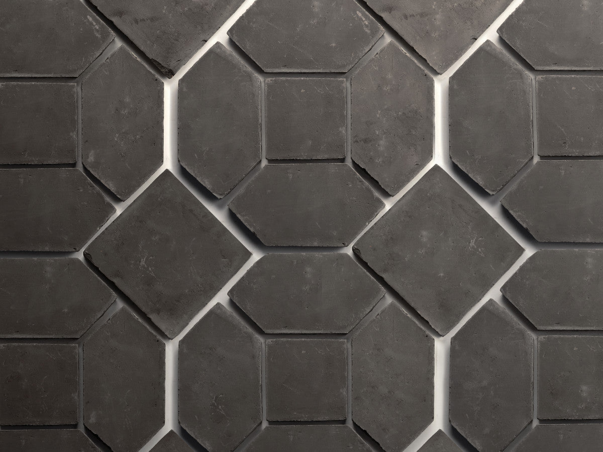 Terracotta Tile Square + Hex (mosaic) Unfinished Black Tile.