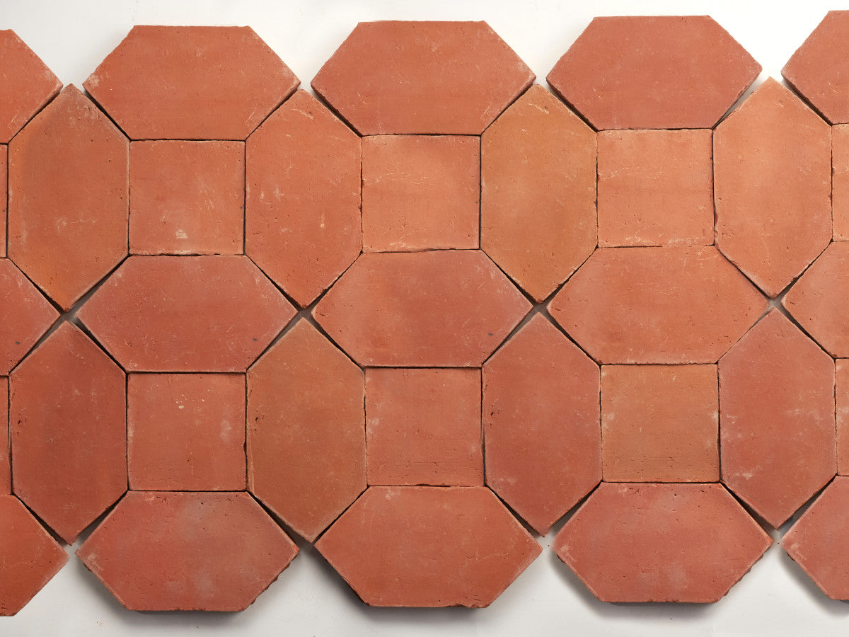 Terracotta Tile 4" Square + Hex Unfinished Red Tile.