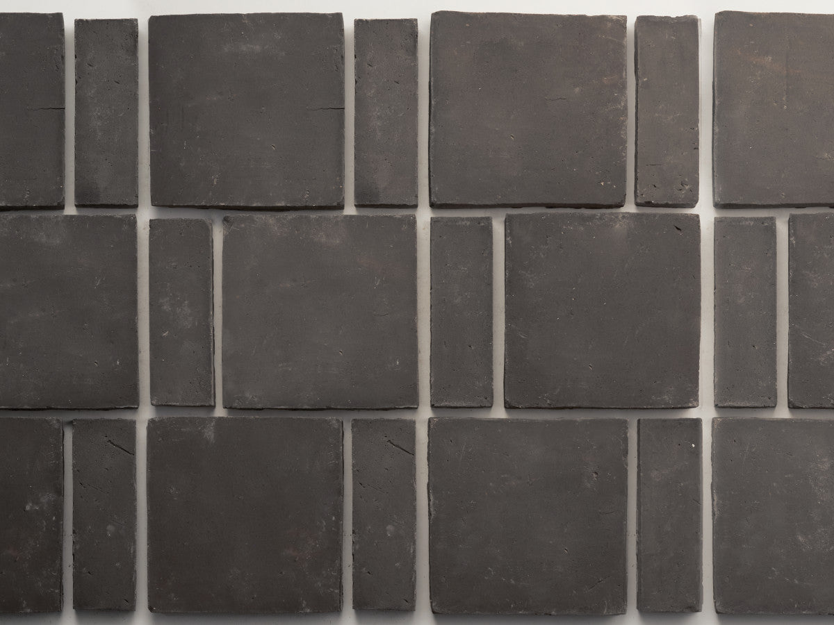 Terracotta Tile 4" Square + Rectangle Unfinished Black Tile.