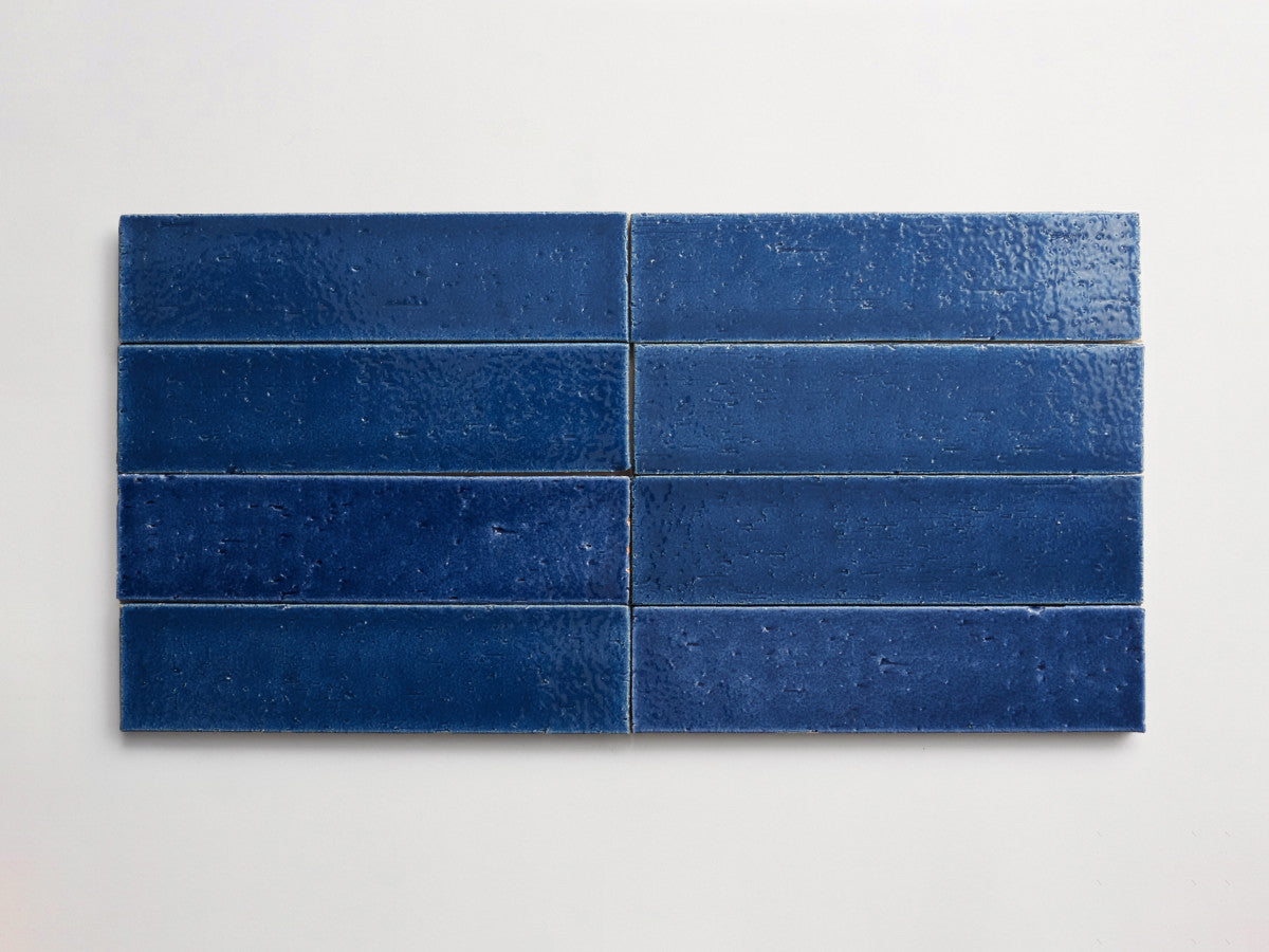 Modern farmhouse brick tile mariner blue gloss 9.5 x2.5.