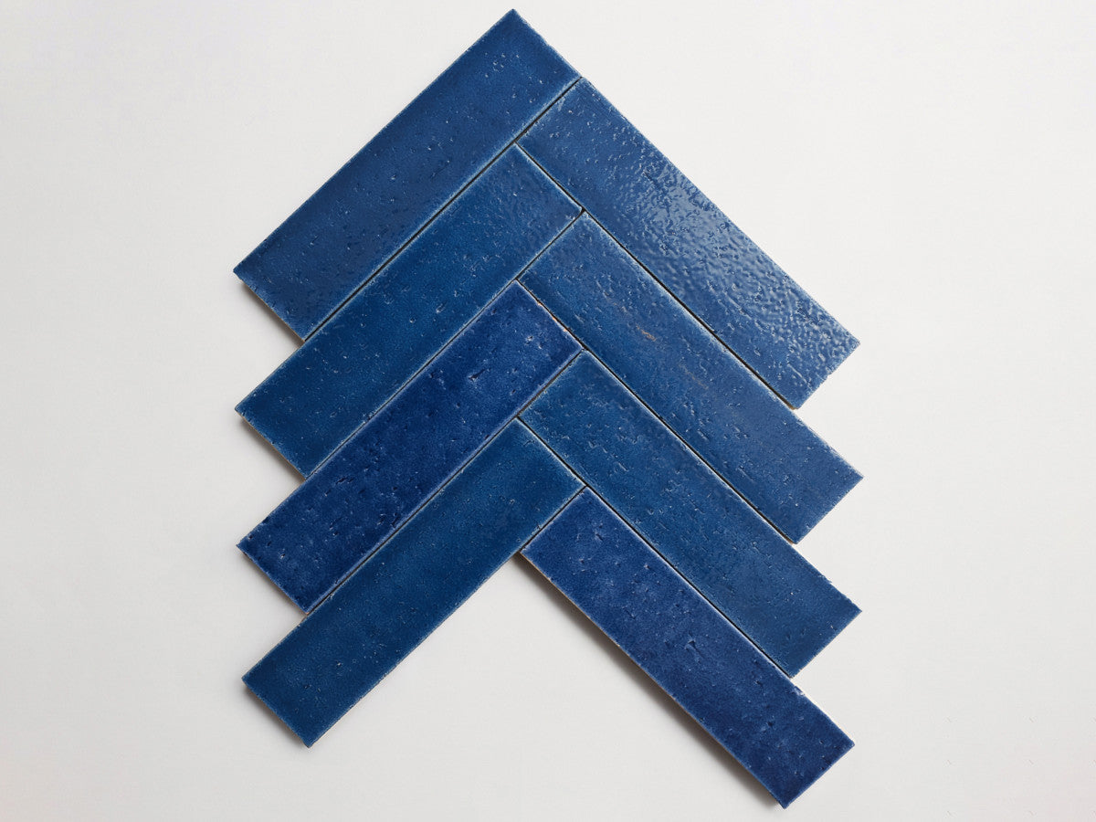 Modern farmhouse brick tile mariner blue gloss 9.5 x2.5.
