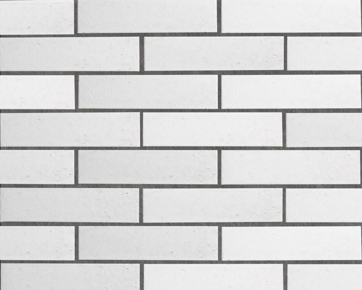 Modern farmhouse glazed brick subway matte white tile.