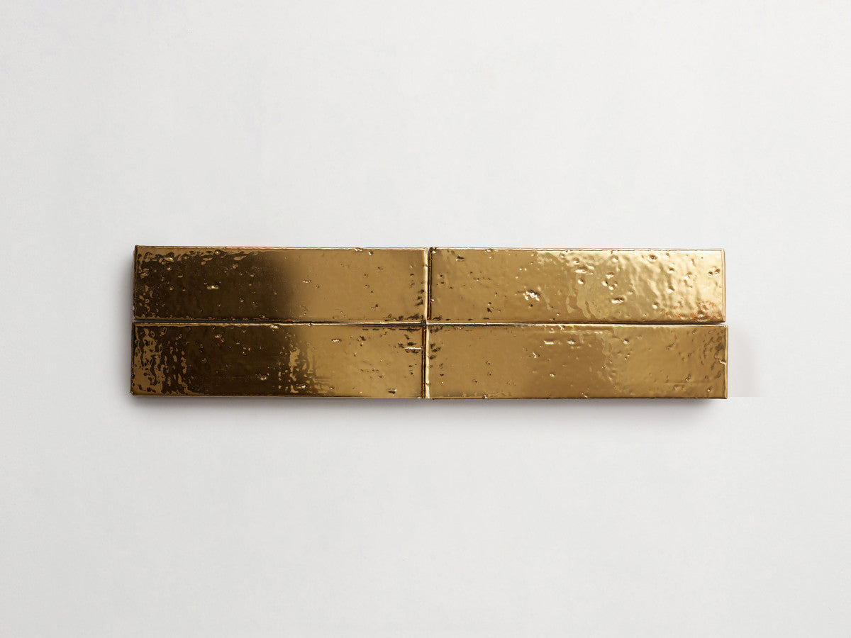 Modern farmhouse brick tile gilt gold gloss 9.5 x2.5.