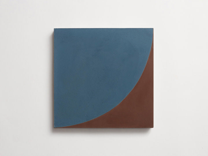 Concrete cement 8x8 tile bold arc blue, brown tile.