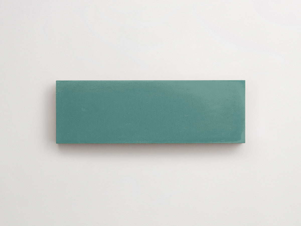 Cement Checkerboard Tile Trio 6x2 Green, Blue, Green.