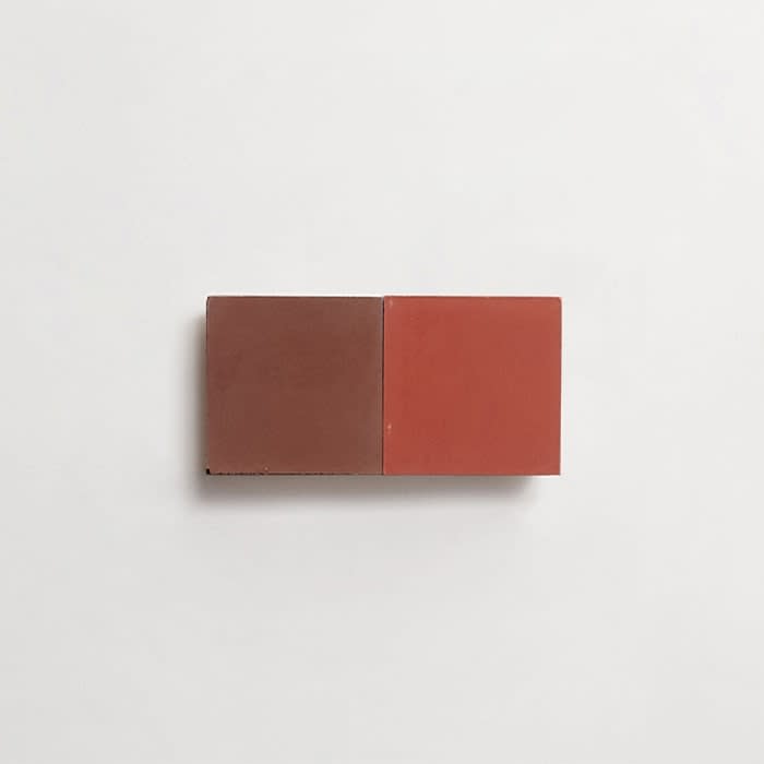 cement: mythology checkerboard | oz | blade | matte | duo | chestnut + flame | sample ~ 2"x2"x⅝"