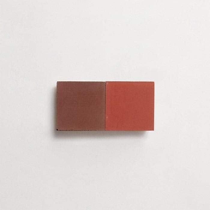 cement: mythology checkerboard | oz | grande | matte | duo | chestnut + flame | sample ~ 2"x2"x⅝"
