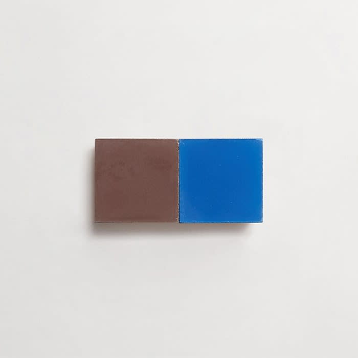 cement: mythology checkerboard | wonderland | blade | matte | duo | fig + lapis | sample ~ 2"x2"x⅝"