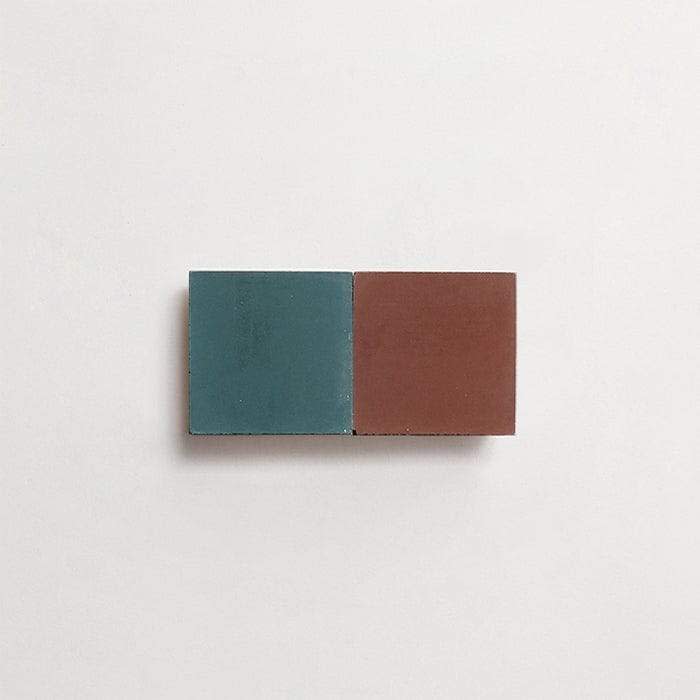 cement: mythology checkerboard | dartmoor | grande | matte | duo | chestnut + forest | sample ~ 2"x2"x⅝"