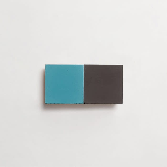 cement: mythology checkerboard | flanders | blade | matte | duo | kingfisher + charcoal | sample ~ 2"x2"x⅝"